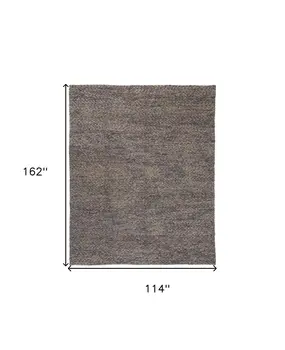 10' X 13' Purple and Gray Wool Hand Woven Distressed Area Rug