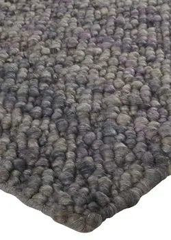 10' X 13' Purple and Gray Wool Hand Woven Distressed Area Rug