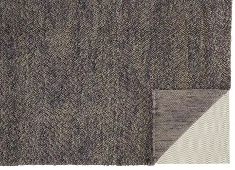 10' X 13' Purple and Gray Wool Hand Woven Distressed Area Rug