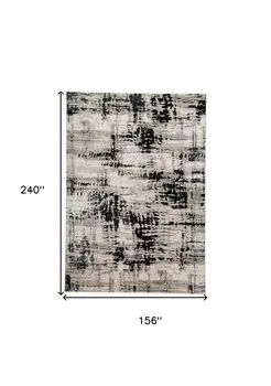 13' X 20' Black Gray And White Area Rug