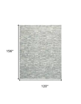 10' X 13' Gray Green And Ivory Striped Distressed Stain Resistant Area Rug