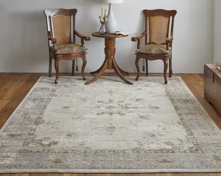 12' X 15' Tan Brown And Gray Power Loom Distressed Area Rug