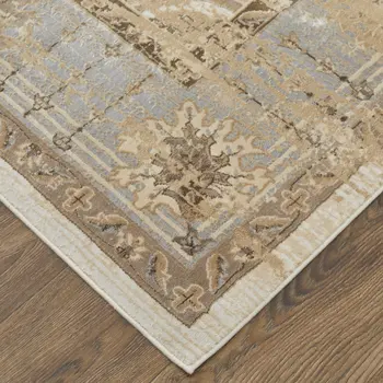 12' X 15' Tan Brown And Gray Power Loom Distressed Area Rug