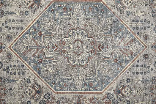 4' X 6' Blue and Ivory Floral Power Loom Area Rug