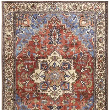 4' X 6' Blue Red And Ivory Floral Area Rug