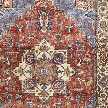 5' X 8' Blue Red And Ivory Floral Area Rug