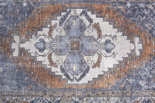 8' X 10' Blue Ivory And Brown Floral Area Rug