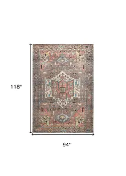8' X 10' Taupe Red And Brown Floral Area Rug