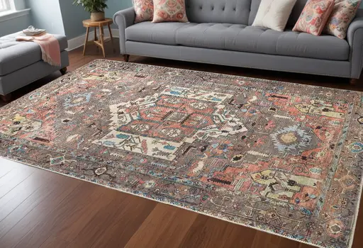 9' X 12' Taupe Red And Brown Floral Area Rug