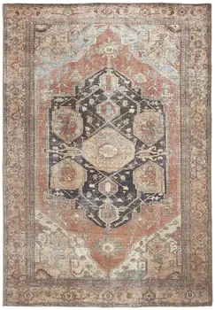 5' X 8' Orange Brown And Taupe Abstract Area Rug