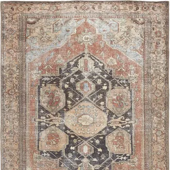 8' X 10' Orange Brown And Taupe Abstract Area Rug