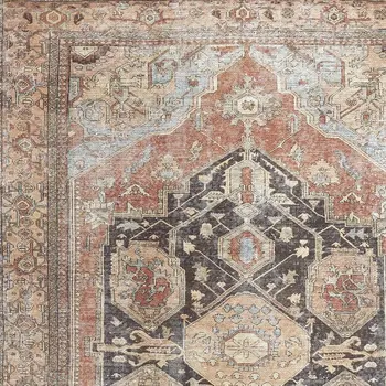 9' X 12' Orange Brown And Taupe Abstract Area Rug