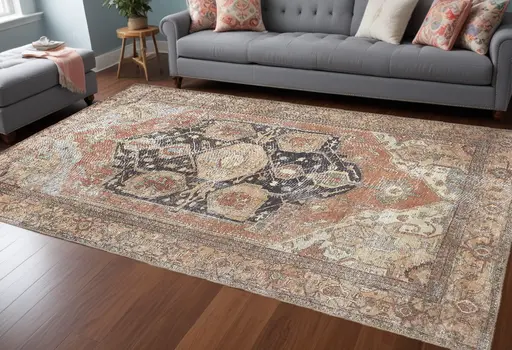 9' X 12' Orange Brown And Taupe Abstract Area Rug