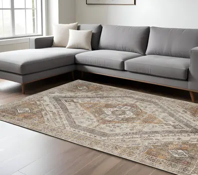 9' X 12' Brown and Ivory Abstract Area Rug