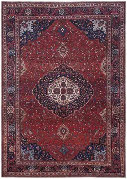 5' X 8' Red Blue And Tan Floral Power Loom Area Rug
