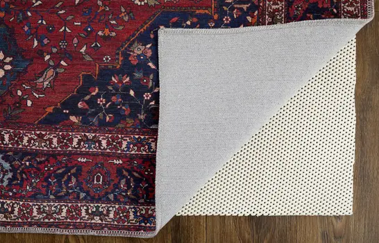 5' X 8' Red Blue And Tan Floral Power Loom Area Rug