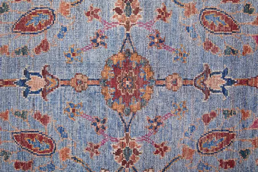 5' X 8' Gray Blue And Red Floral Power Loom Area Rug