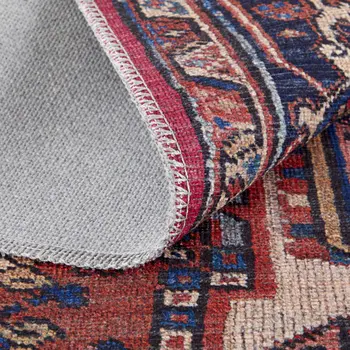 5' X 8' Red Tan And Blue Floral Power Loom Area Rug