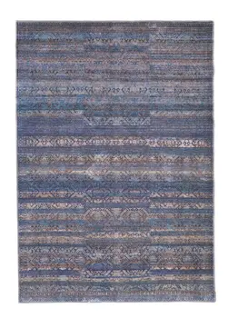 5' X 8' Blue Purple And Brown Floral Power Loom Area Rug