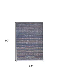 5' X 8' Blue Purple And Brown Floral Power Loom Area Rug