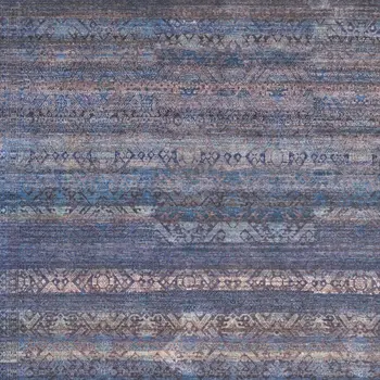 5' X 8' Blue Purple And Brown Floral Power Loom Area Rug