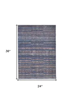 2' X 3' Blue Purple And Brown Floral Power Loom Area Rug