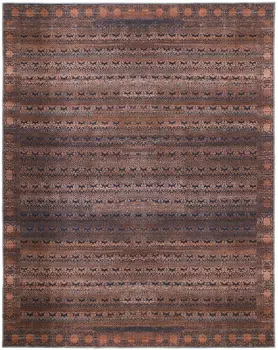 2' X 3' Red Brown And Blue Floral Power Loom Area Rug