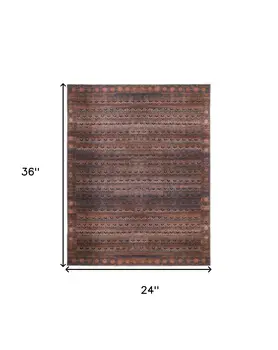 2' X 3' Red Brown And Blue Floral Power Loom Area Rug