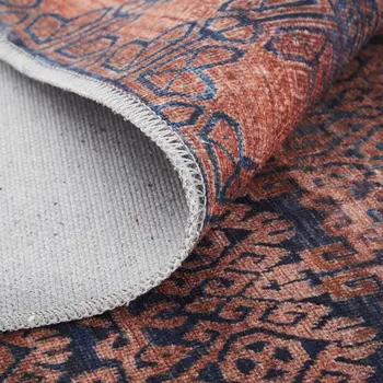 2' X 3' Red Brown And Blue Floral Power Loom Area Rug