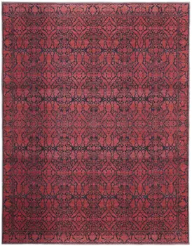 9' X 12' Red And Black Floral Power Loom Area Rug