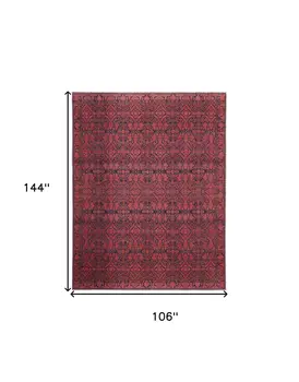 9' X 12' Red And Black Floral Power Loom Area Rug