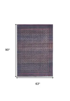 5' X 8' Blue Pink And Purple Floral Power Loom Area Rug
