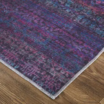10' X 14' Blue And Purple Striped Power Loom Area Rug