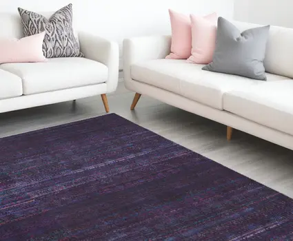 10' X 14' Blue And Purple Striped Power Loom Area Rug