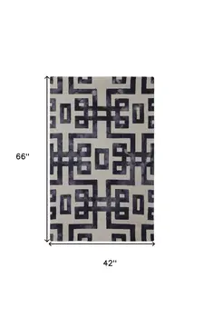 4' X 6' Ivory And Black Wool Tufted Handmade Area Rug