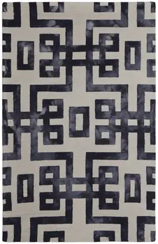 4' X 6' Ivory And Black Wool Tufted Handmade Area Rug