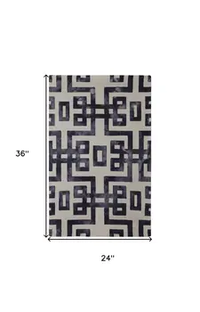 2' X 3' Ivory And Black Wool Tufted Handmade Area Rug