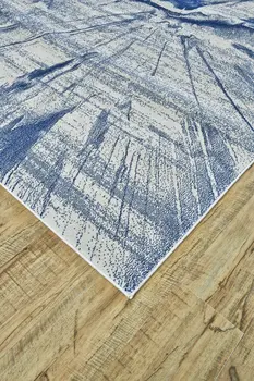8' X 11' Blue And Ivory Stain Resistant Area Rug