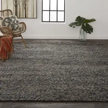 4' X 6' Gray and Black Wool Hand Woven Area Rug