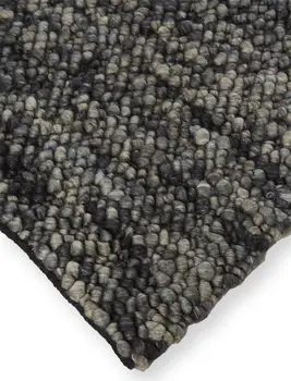 4' X 6' Gray and Black Wool Hand Woven Area Rug