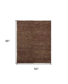5' X 8' Orange Red Wool Hand Woven Distressed Area Rug