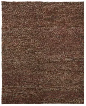 8' X 11' Brown and Orange Wool Hand Woven Distressed Area Rug