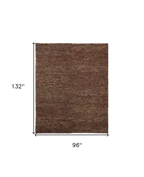 8' X 11' Brown and Orange Wool Hand Woven Distressed Area Rug