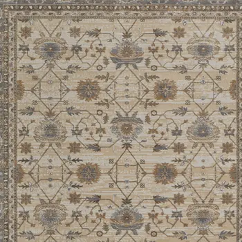 8' X 10' Tan Ivory And Gray Power Loom Area Rug