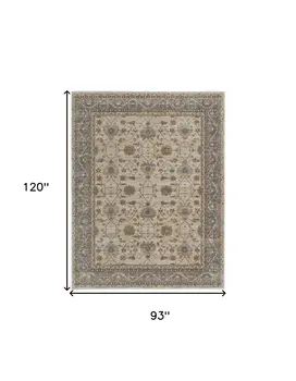 8' X 10' Tan Ivory And Gray Power Loom Area Rug