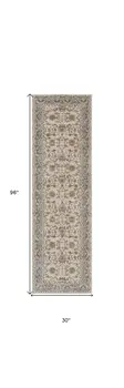 8' Brown and Ivory Oriental Power Loom Distressed Runner Rug