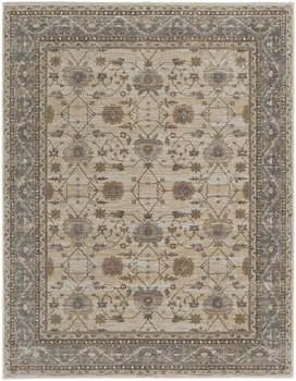 2' X 3' Tan Ivory And Gray Power Loom Area Rug