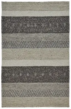 5' X 8' Gray Wool Striped Hand Woven Area Rug