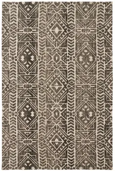 4' X 6' Brown Taupe And Ivory Striped Stain Resistant Area Rug