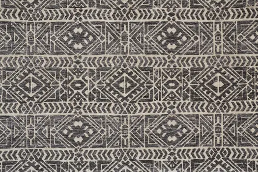 8' X 10' Gray and Ivory Striped Non Skid Area Rug